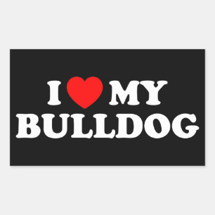 Rectangular Amo a mi Pegatina Bulldog
