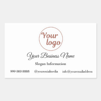 Rectangular Añade tu logotipo y eslogan Pegatina para pequeña 