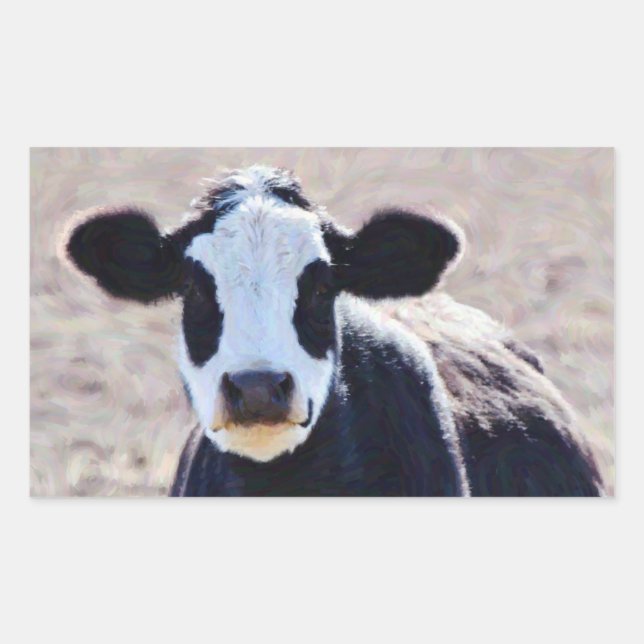 Rectangular Artsy Panda Face Cow Pegatina (Anverso)