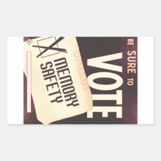 Rectangular Asegúrese de votar: pegatina de seguridad de memor