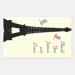 Rectangular Aves de amor Gracias Pegatina (blanco roto)