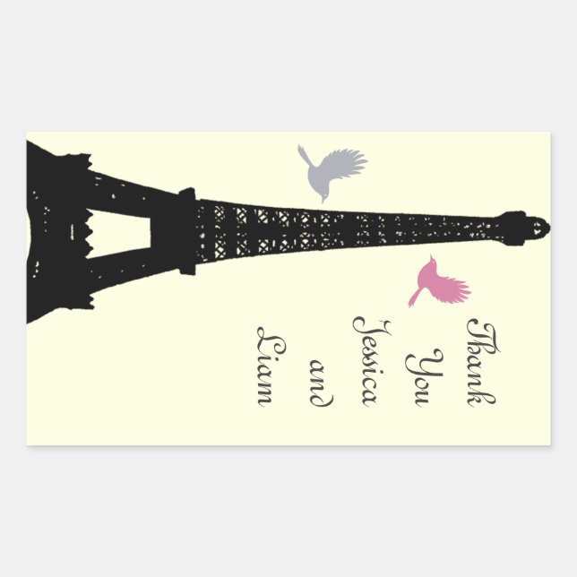 Rectangular Aves de amor Gracias Pegatina (blanco roto) (Anverso)