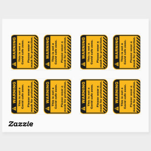 Rectangular Aviso pegatina de papel de área de Covid