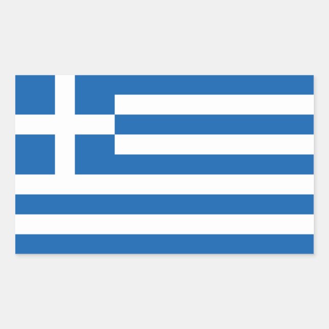 Rectangular Bandera de Grecia Pegatina (Anverso)