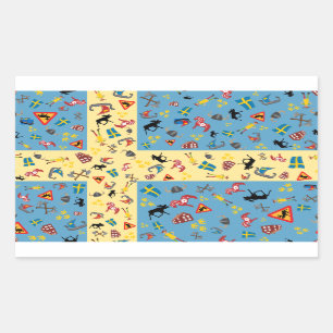 Rectangular Bandera de Suecia con el pegatina de los iconos de