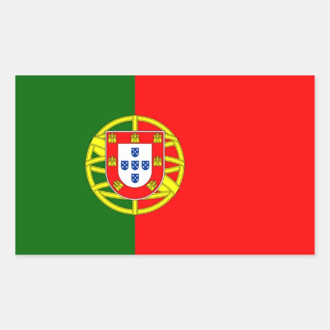Rectangular Bandera del Pegatina de Portugal (Anverso)