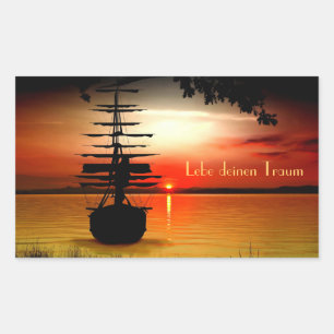 Rectangular Barco con alba pegatina