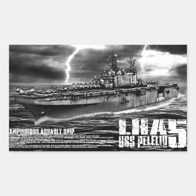 Rectangular Barco de asalto anfibio Peleliu Pegatina (Anverso)