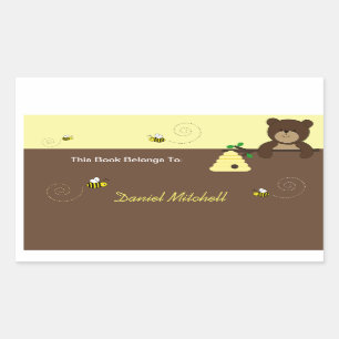 Rectangular Beary Sweet Bear & Bee Personalizado Pegatina de l