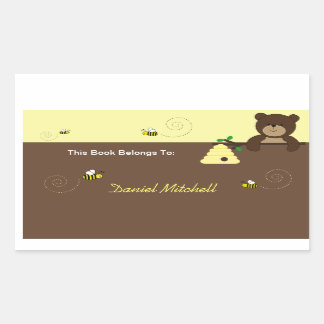 Rectangular Beary Sweet Bear & Bee Personalizado Pegatina de l