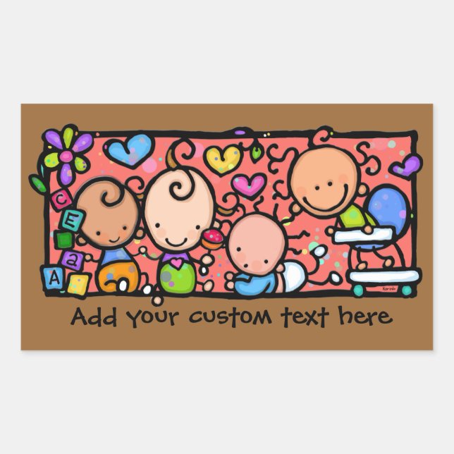 Rectangular Bebés pequeños en juego pegatina de promoción Pers (Anverso)
