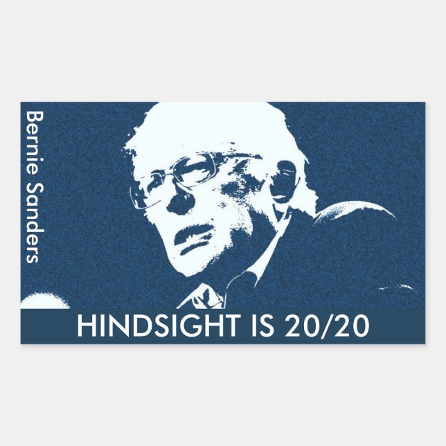 Rectangular Bernie Sanders "HINDSIGHT ES 20/20 pegatina (4) (Anverso)