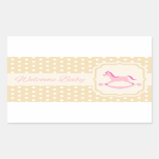 Rectangular Bienvenida Bebé Chica Rosa Pegatina