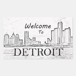 Rectangular Bienvenido al Pegatina de Detroit