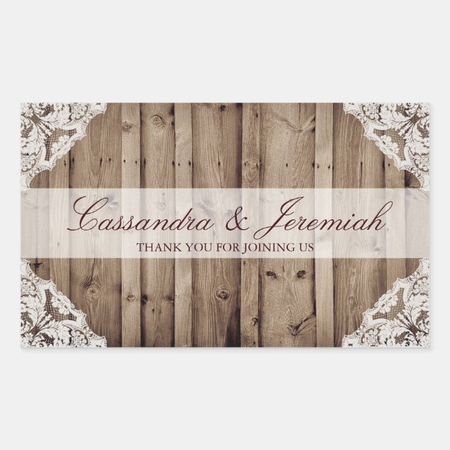 Rectangular Boda de encaje blanco antiguo Pegatina de botella  (Anverso)