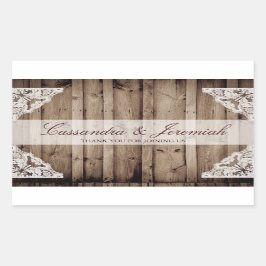 Rectangular Boda de encaje blanco antiguo Pegatina de botella 