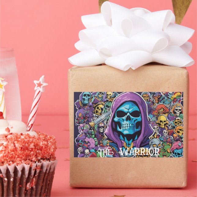 Rectangular Bomba pegatina llena de Skeletor (Fiesta)