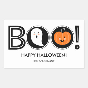 Rectangular ¡Boo! Feliz Pegatina de Halloween