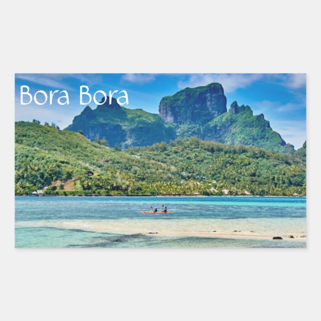 Rectangular Bora Bora Pegatina (Anverso)