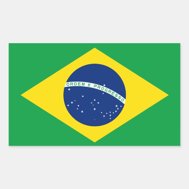 Rectangular Brasil* Pegatina de bandera (Anverso)