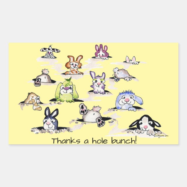 Rectangular Bunnies: Gracias Pegatina de Hole Bunch (Anverso)