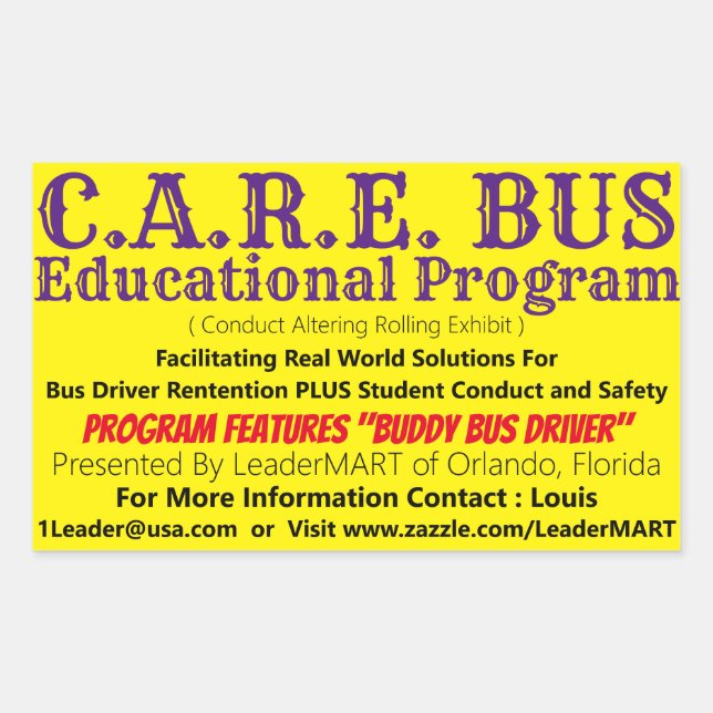 Rectangular C.A.R.E. Programa Educativo BUS Pegatina Rectangle (Anverso)