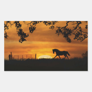 Rectangular Caballo con Pegatina al atardecer