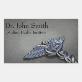 Rectangular Caducto médico profesional cromado - Pegatina