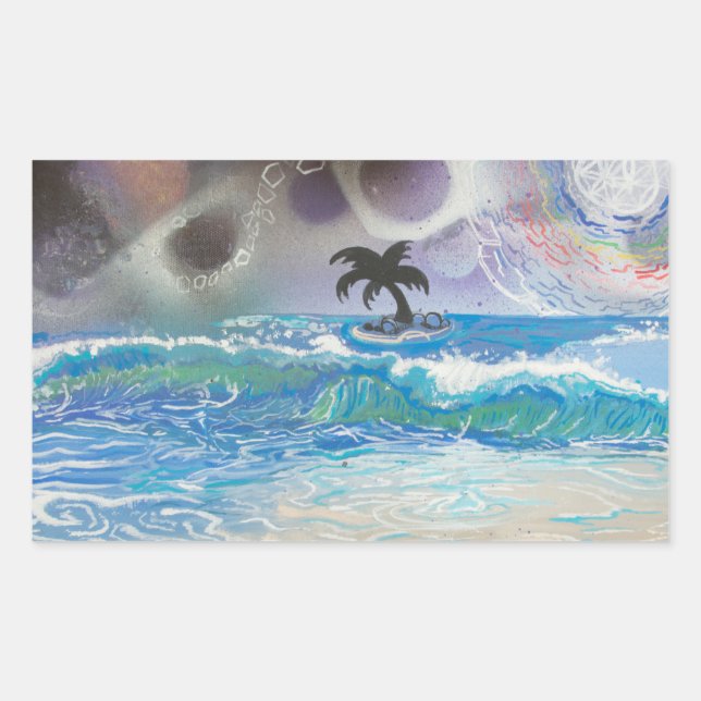 Rectangular "Caída de Venecia" - Pegatina brillante de 4,5" x  (Anverso)