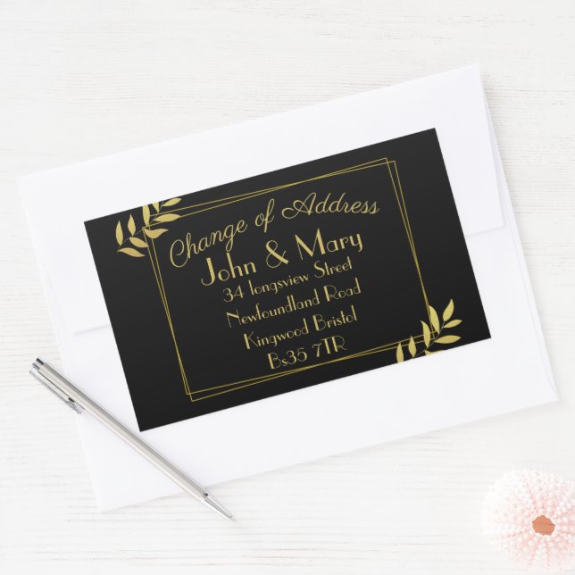 Rectangular Cambio de dirección pegatina devolución de hojas d (Sobre)