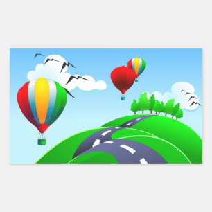 Rectangular Camino de Hilly con globos, pegatina