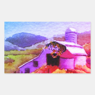 Rectangular Caminos rurales granero blanco rústico y Pegatina 