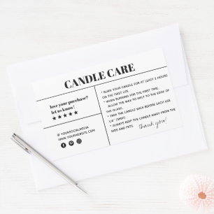 Rectangular Candle Care Gracias Pegatina De Embalaje