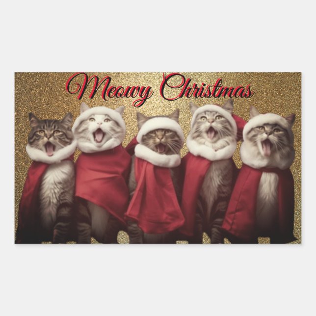 Rectangular Canto de gatos Pegatina (Anverso)