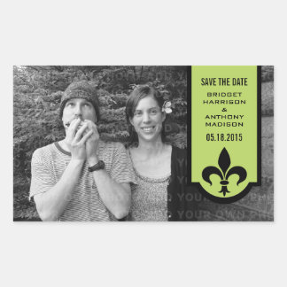 Rectangular Cartel de Green Fleur De Lis Salven a los Pegatina