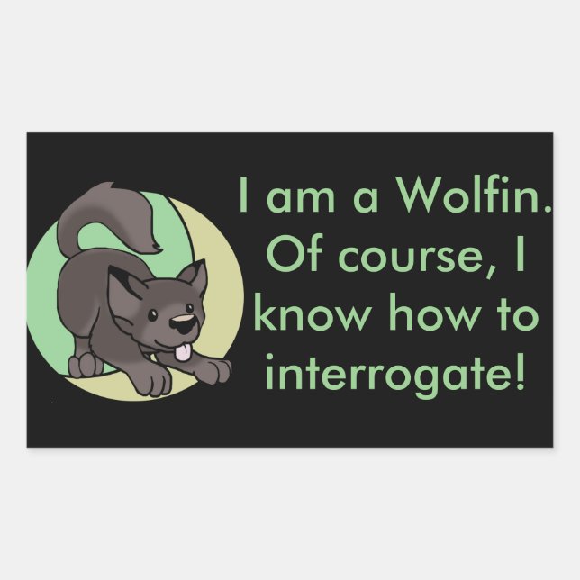 Rectangular Chibi Wolf Pegatina (Anverso)