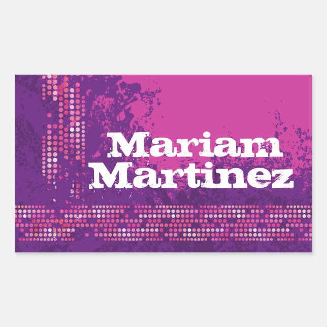 Rectangular Chica adolescente nombre deportivo pegatina de la  (Anverso)