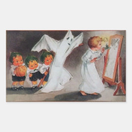 Rectangular Chica de Vintage con Pegatina de Candle Halloween