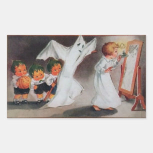 Rectangular Chica de Vintage con Pegatina de Candle Halloween