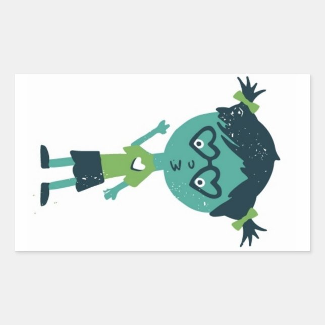 Rectangular Chica en pegatina de gafas (Anverso)