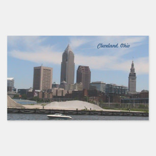 Rectangular Cleveland OH Skyline Pegatina