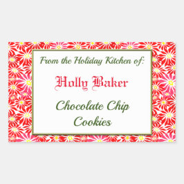 Rectangular Cocina navideña del Pegatina de horneado de puntia