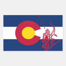 Rectangular Colorado Twirling pegatina rojo