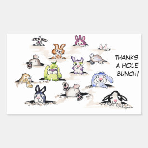 Rectangular Conejos: Gracias Pegatina de Hole Bunch