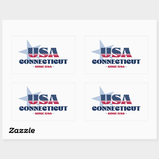 Rectangular Connecticut Mi Pegatina de estado de casa (Hoja)