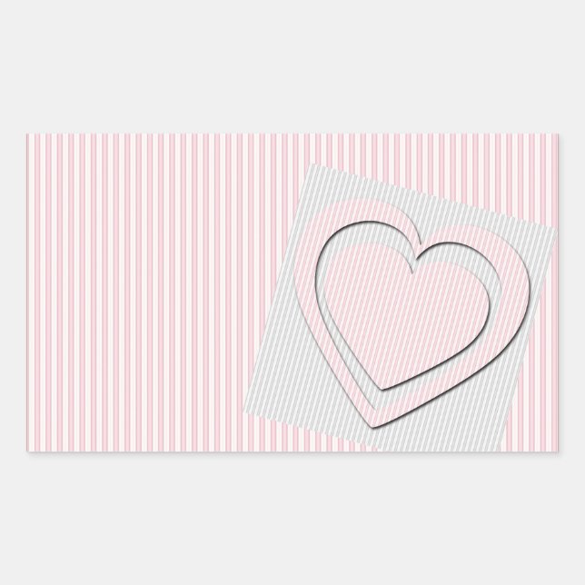 Rectangular Corazón de amor rosado #2 Pegatina (Anverso)