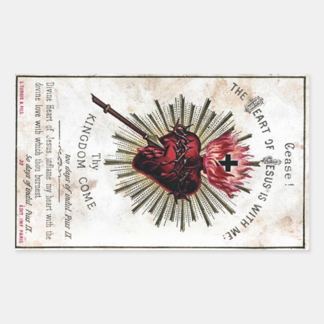 Rectangular Corazón De Jesús Pegatina (Anverso)