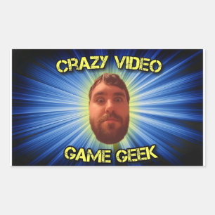 Rectangular Crazy Video Game Geek Thumbnail Pegatina