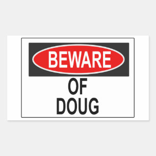 Rectangular Cuidado con Doug Pegatina
