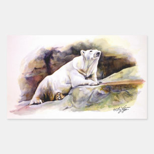 Rectangular Descanso del Pegatina del oso polar